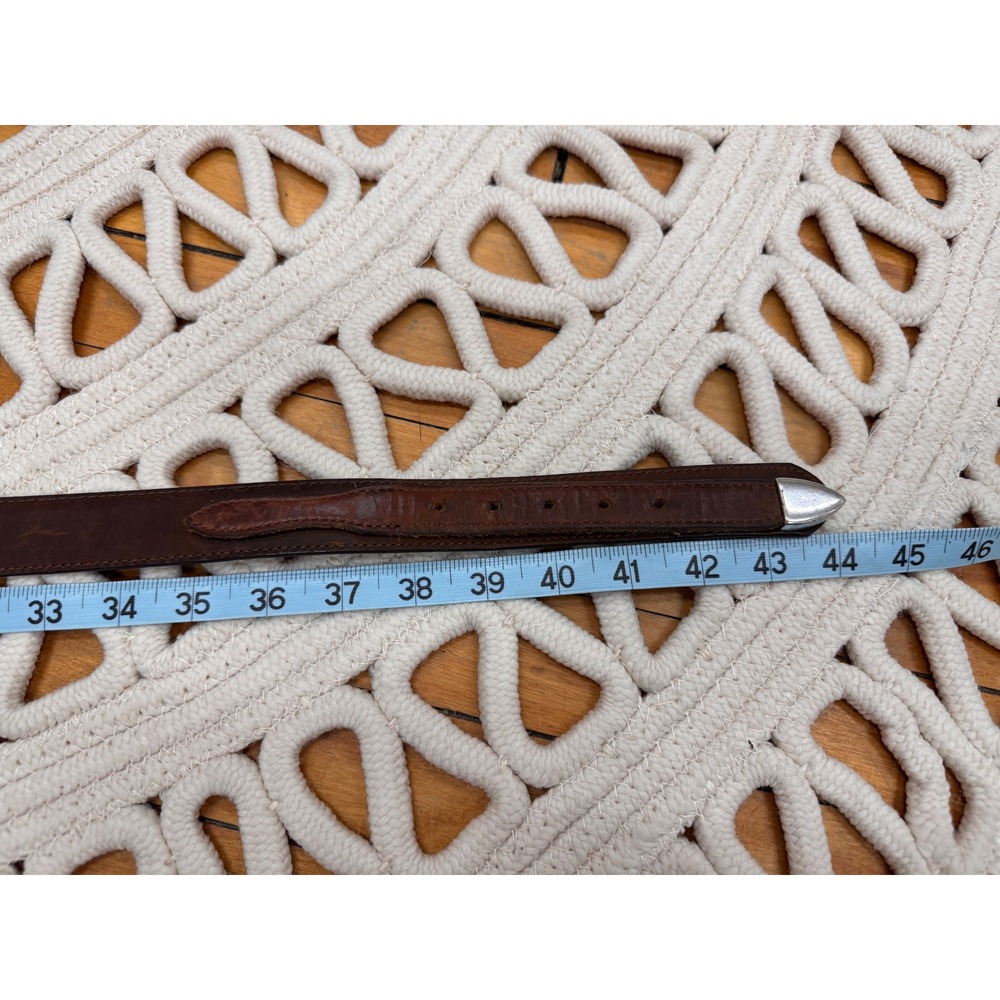 Vintage Orvis Brown Leather Belt with Silver Hardware Sz 38 - Picture 4 of 6